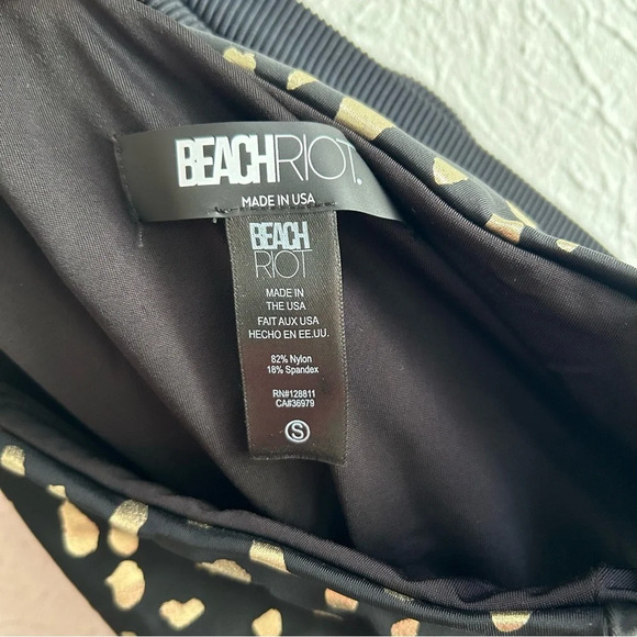 Beach Riot Carlie Gold Spot Print One Piece Sz Small Black Cut Out Belt - Picture 6 of 6